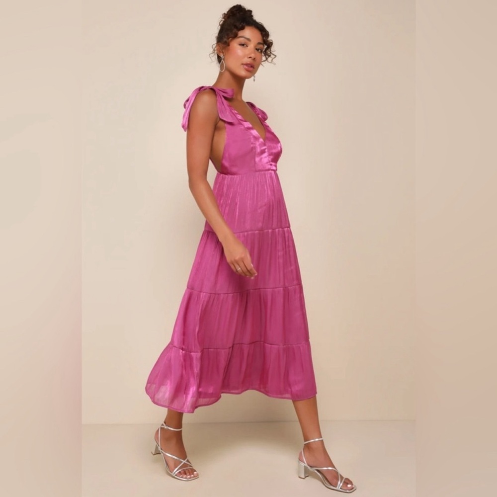 Lulu's Radiant Pink Midi Dress